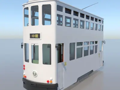 Hong Kong Tram 9 Different Colors np1 Low-poly 3D model