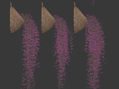 Hanging plants in wicker pots v2 3D model