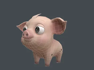 Cute Little Pig  Low-poly 3D model