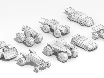 Low poly Cartoon Cars toys Low-poly 3D model