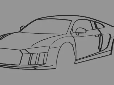 Audi R8 Perspective Wall Silhouette 3D print model