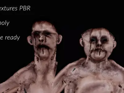 Skinned Humans Super Creepy GORE Low-poly 3D model