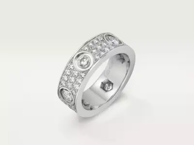 AMOUR - RING - 6 DIAMONDS - CLASSIC VERSION 3D print model
