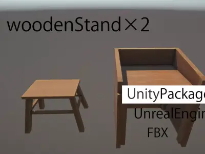 woodenStand1and2 wooden stand x unity package unify engine fx 3D model