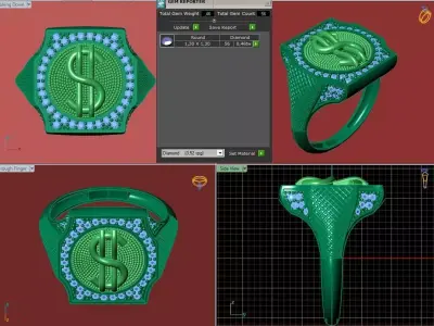 Luxury Dollar Sign Mens Ring With Diamonds Jewelry Gents Rings 3D print model