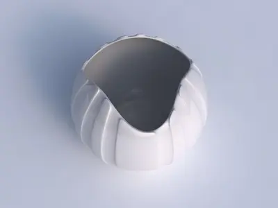 Bowl Spheric wavy with smooth vertical ribbons 3D print model