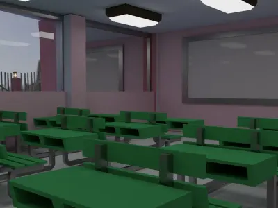 school building Low-poly 3D model