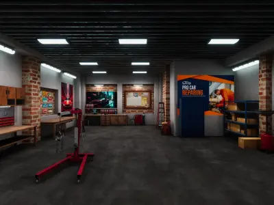 Car Garage Environment Low-poly 3D model