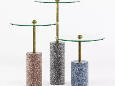 Set of Terrazzo Glass Side Tables 3D model