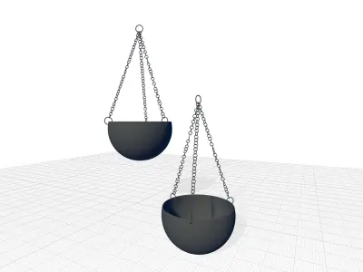 Benally Iron Hanging Planter Set 3D model