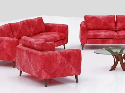 contemporary sofa set Low-poly 3D model