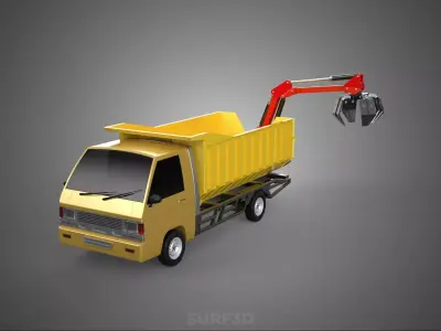 GARBAGE DUMP TRUCK GRAPPLE PICK UP SKIP BIN SCRAP GRABBER CRANE 3D model