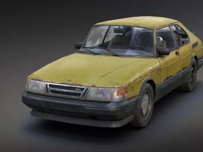 Saab 900 Turbo Rusty Low-poly 3D model