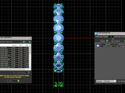 U Shaped Eternity Ring 3 point 2 mm stone size swiss 9 and EU49 3D print model