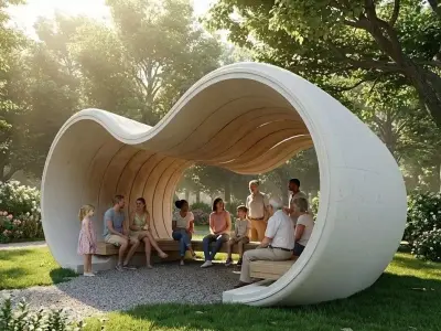 Modern Organic Bench Fluid Wood  White Seating Low-poly 3D model