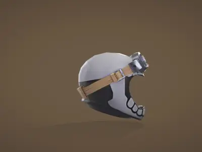 Off-Road Racing Motorcycle Helmet With Goggles Low-poly 3D model