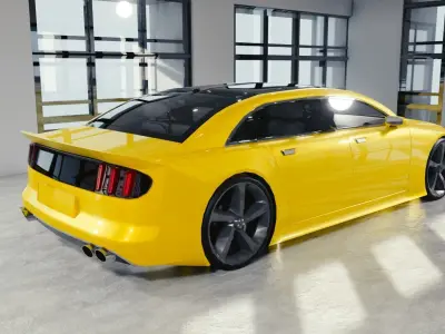 BLENDER EEVEE Brandless Mid Size 4 door sedan Low-poly 3D model