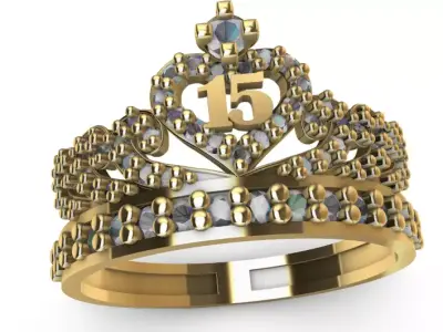 Anillo de 15 para dama-mujer -v- 3D print model