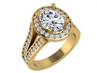 Oval Halo Split Shank Ring 3634 3D print model