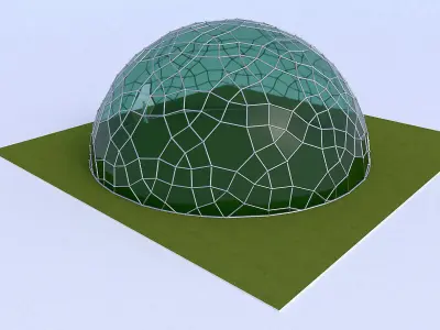 Geodesic Dome like structure with glass panels 3D model