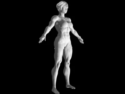 Female Asian BOX - MMA Fighter  3D model