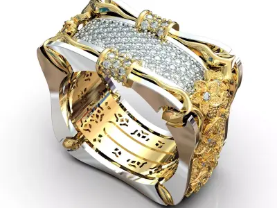 ring with flowers 3D print model