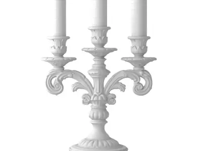 Wooden carved gilded Aged Candle Holder Rustic Candlestick  3D model
