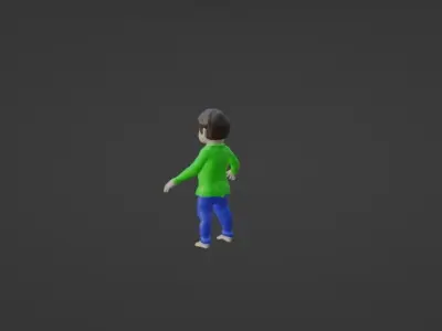 Cartoon Boy 3D Character Model In Casual Outfit Low-poly 3D model