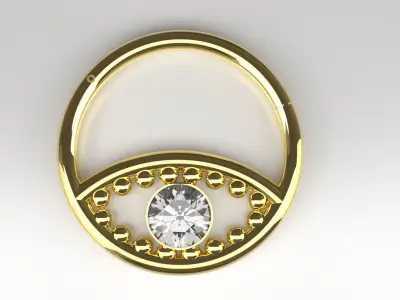 Piercing Segment Eye Hamsa for Ear and Septum Articulation 3D print model