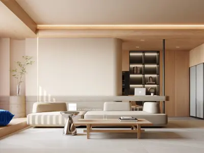 Modern Elegance  3D Model of a Luxurious Living Space 3D model