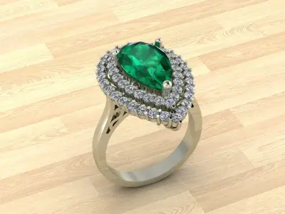 Pear Shape Emerald Ring 3D print model
