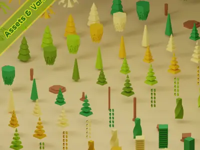 Low Poly Trees Collection - 25 trees pack 6 Low-poly 3D model
