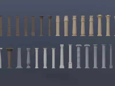 30 Low-poly Columsns Low-poly 3D model