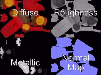 Vintage Red Racer model pack Low-poly 3D model