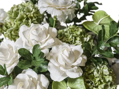 Flower Set 079 big green white bouquet 3D model