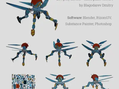 Construction Robot Worker Free low-poly 3D model