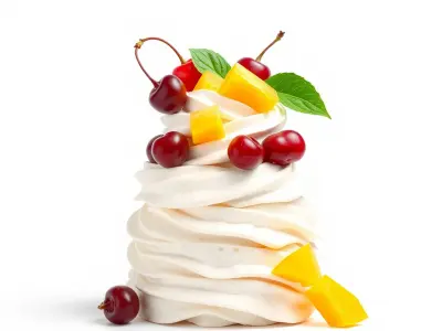 Whipped Meringue Pyramid with Cherries and Mango model pack Low-poly 3D model
