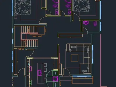 4 Bedroom Revit House plan Low-poly 3D model