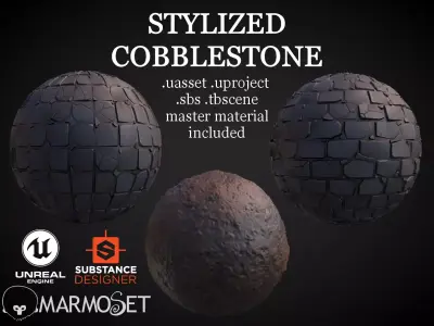 Stylized Cobblestone Material Pack Texture