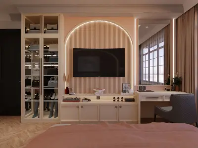 Bedroom Contemporer Girls Blender - Fbx - Obj Low-poly 3D model