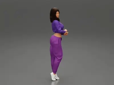 Beautiful girl in sporty outfit standing 3D print model