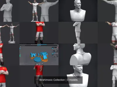 Ibrahimovic Collection bust of soccer player 3D Model Pack
