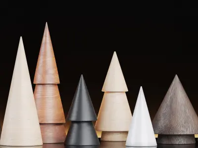 Miniature Tree Ornaments Decoration Set 3D model