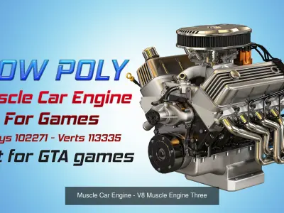 Muscle Car Engines - V8 Low-poly Engines 5 in 1 3D Model Collection