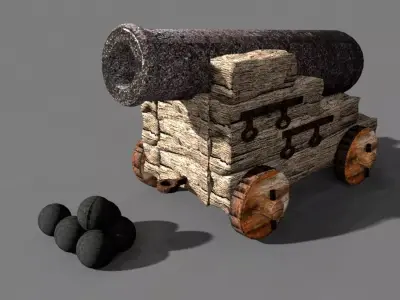 ancient old cannon printable 3D model