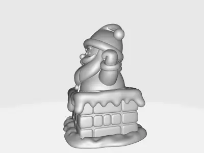 Cute Santa Claus Coming Out of Chimney Christmas Decoration 3D print model