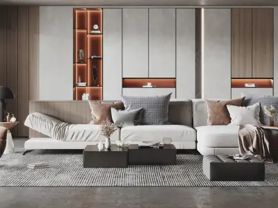 Modern light luxury living room 3D model shop