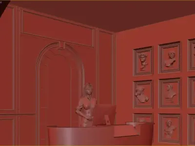 Mid Century interior  Livingroom 3D model