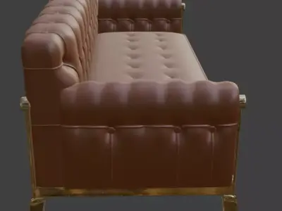 Luxury Tufted Leather Sofa 3D Model 3D model
