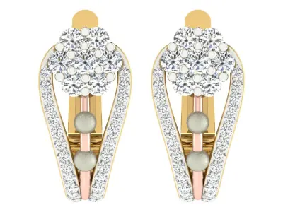Solitaire Women Drop Earring 3dm STL OBJ FBX Render Details 3D print model 22